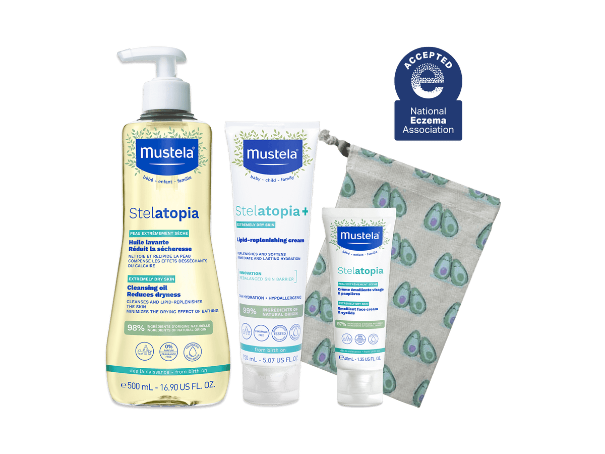 Mustela Stelatopia Eczema-Prone Skin Cleansing Gel - Baby Face & Body Wash  with Natural Avocado & Sunflower Oil - Fragrance-Free & Tear Free - Various