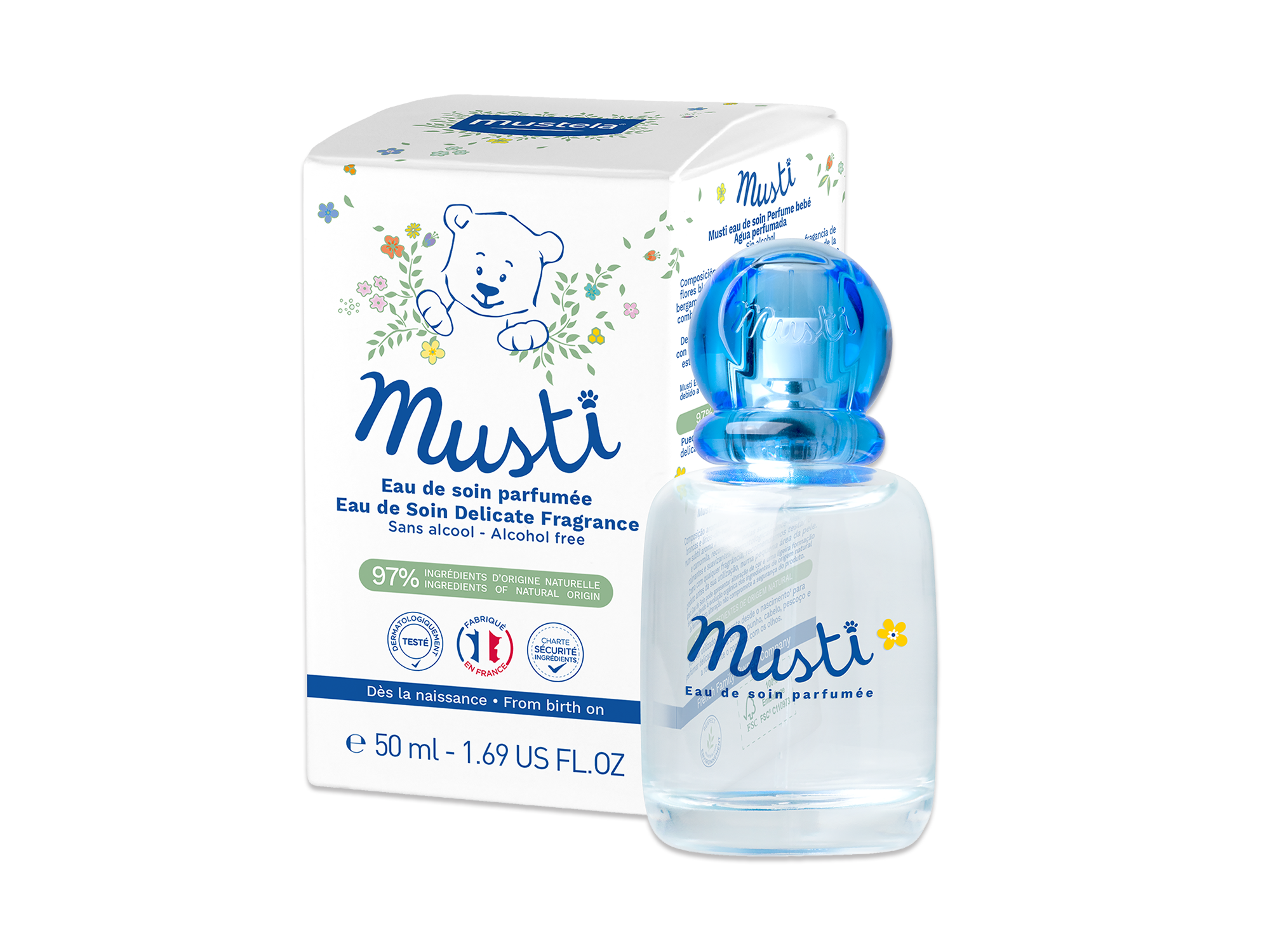  Mustela Musti - Spray de perfume y colonia a base de plantas  para bebé, fragancia delicada para niños y niñas, con extractos de  manzanilla y miel, sin alcohol, 1.69 onzas líquidas 