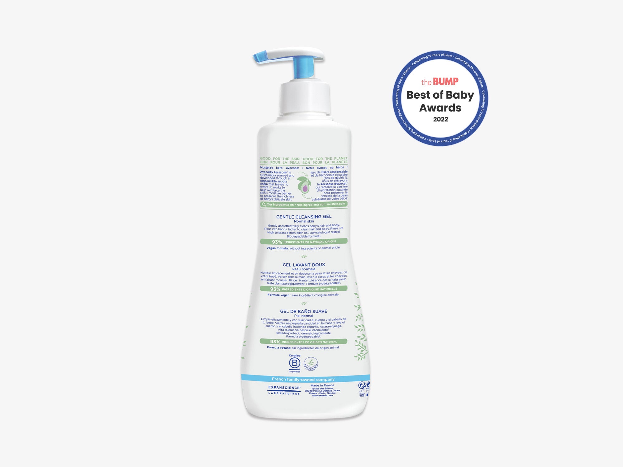 Mustela 2in1 cleansing gel soap free body and hair for baby 200ml - Lyskin